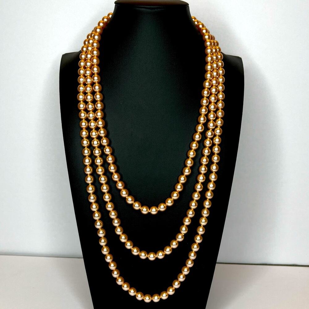 Joan Rivers Soft Peach Pearl Opera Length Necklace 74”